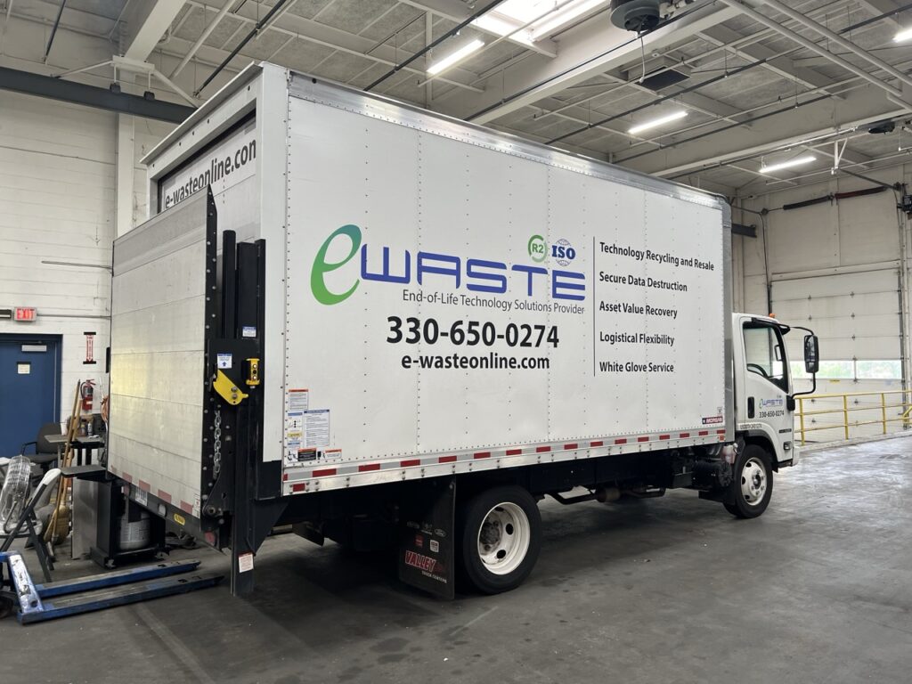 e-Waste box truck inside warehouse