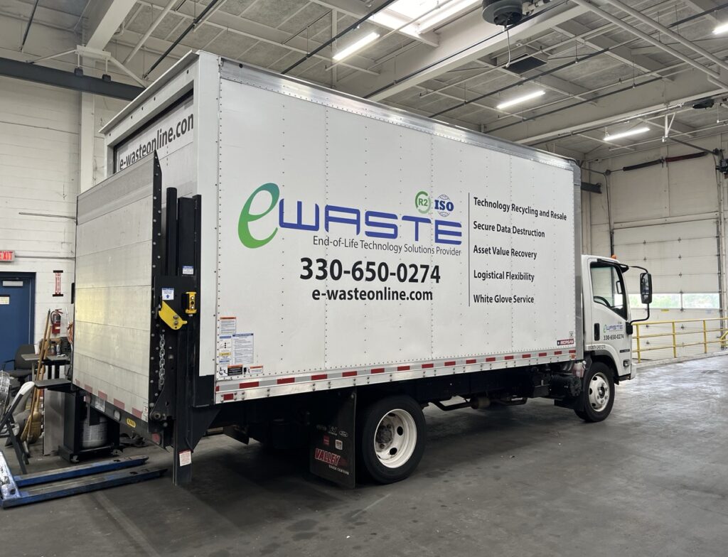 e-Waste box truck inside warehouse